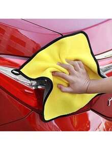 Set de 5 paños de limpieza de felpa de coral de doble cara de fibra ultrafina - Toallas reutilizables de alta absorción, diseño de dos colores (amarillo y negro), forma cuadrada adecuada para el hogar, la cocina, el coche, el baño, la limpieza de vidrios, paños de cocina