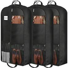 Bolsa de Viaje para Trajes con Cierre de Cremallera, Organizador de Almacenamiento de Ropa Colgante con Reforzos y Bolsillo para Camisas, Abrigos, Vestidos - Negro - Ver 1