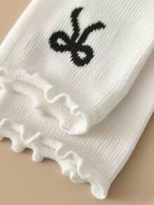 1/3/5/10/15/20 Pairs Women White Ruffle Bow Decor Comfortable Simple JK Style Breathable Mid-Calf Socks - White - View 7