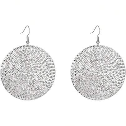 Lightweight Bohemia Geometric 14K Gold Round Disc Triple Long Earrings Big Dangling Bohemia Vintage Circular Statement Chandelier Earrings Minimalist Design Earrings Jewelry Gifts