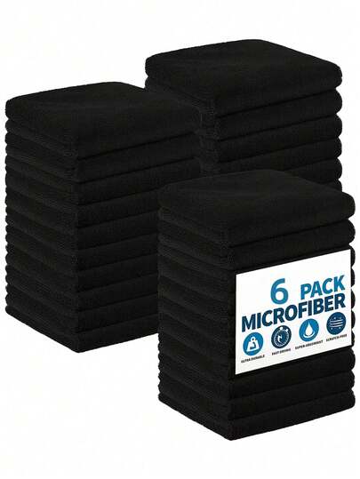 Set de 3/6 toallas de mano y toallas de cara negras para baño, súper suaves y de secado rápido