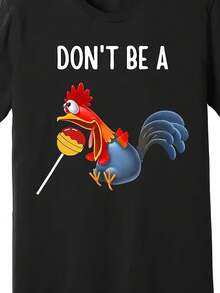 Men  Size  Men Funny Don't Be A Cocktail Sucker Rooster Graphic Tee Red Comb Blue Feet Design Lightweight Everyday Shirt For Summer Parties Beach Machine Washable Regular Fit T-Shirt Vacation Clothing Digital Print Quality  Men Size L-3XL - Black - View 2