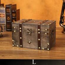 1pc Vintage European Style Wooden Square Jewelry Box, Storage Container, Craft Decor, Desktop Organizer, Trinket Box, Gift Box For Christmas And Holidays - Dark Grey - View 12