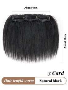 4英寸高额头100%真发刘海,男士夹式刘海遮盖发际线接发,增加发量,男士前额假发,额头发际线贴片,男士发际线刘海接发 - 黑色 - 查看 18