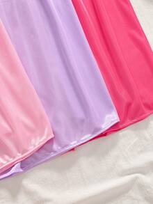 Three-Piece Women's V-Neck Lace Nightgown, Loose Short-Sleeved Ruffled Solid Color Pajamas, Plain Flower Embroidery Contrast Mesh. - 粉紅色+紫色+玫紅色 - 查看 6