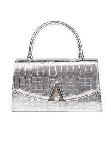 1pc Silver Crocodile Embossed PU Leather Women's Evening Bag, Decorated With Metal Beads, Suitable For Weddings, Parties, Galas And Other Occasions As Handbag/Shoulder Bag/Crossbody Bag - Silver - View 4