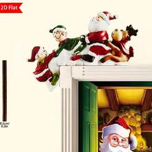 1pc, Festive Christmas Wooden Corner Door Frame Ornament,Four Gnome ,White Bear And Reindeer And Santa Claus,Seasonal Decor, Holiday Accessory, Christmas Decor Supplies, Wall Pediments, Corner Decoration