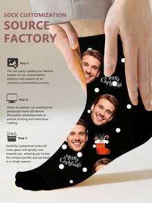 1 Pair Of Custom Christmas Socks, Custom Printed Christmas Socks, Personalized Smiling Face Socks, Custom Picture New Year Socks, Father's Day Gifts, Best Friend Gifts, Anniversary Gifts, Valentine's Day Gifts, Birthday Gifts, Wedding Gifts, Mother's Day Gifts, Mom/Dad Gifts, Girlfriend/Boyfriend Gifts, Her/His Gifts