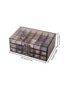 1pc Desktop Mini 72-Slot Transparent Jewelry Storage Box, Compartment Style Dust-Proof Small Items Organizer - Multicolor - View 2