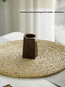 1pc Solid Walnut Wood Retro Storage Bucket, Tea Accessories Container, Pen Holder, Modern Minimalist Wooden Office Desk Stationery Organizer, Handmade Walnut Wood, Color And Size May Vary, Back To School