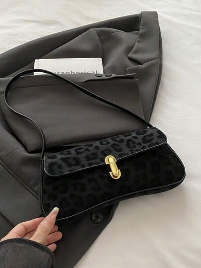 Women's Vintage Faux Oiled Leather Flap Decor Shoulder Underarm Bag, Suitable For Dating, Outing, Party , Vintage Bag