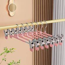 1/5/10 Pcs Non-Slip Coated Pant Rack, Stainless Steel Trouser Hanger, Drying Pant Organizer, Thickened Multi-Function Pant Clips, Wardrobe Storage, White - Regular Size - Pink - View 3