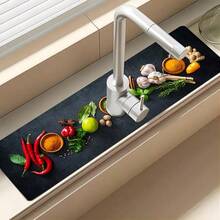 1 pieza de Almohadilla de Tierra de Diatomeas Absorbente de Agua y Drenaje - Antideslizante e Impermeable, Cubierta para Grifos de Cocina y Baño, Diseño Natural Moderno para Protección de Encimeras, Accesorio de Encimera de Moda