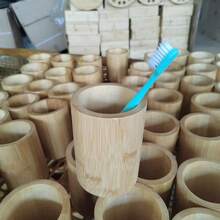 15盎司竹制皂液器和乳液分配瓶浴室配件套装，竹制皂液器瓶可再填充液体泵瓶非常适合厨房、浴室、浴室配件、台面 - 原木顏色 - 查看 9