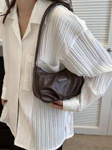 女士手提包，便携式通勤单肩包，用途广泛 - 棕色 - 查看 8