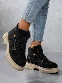 2025新款女鞋透气网眼时尚轻便厚底运动鞋，女鞋，女鞋，女式运动鞋，女士休闲鞋 - 黑色 - 查看 4