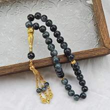 1 件 33 颗天然石念珠，黑色扎染 Tasbih 祈祷珠 - 黑色 - 查看 12