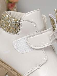 1 Pair Children's Fashion New Smooth PU Material Design Easy To Wear, Bow Decor, Non-Slip Soft Durable Outsole Chelsea Boots, Suitable For Girls To Wear To School, Outdoor, Home, Spring, Summer, Autumn