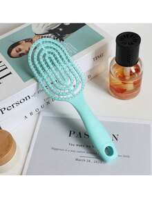 1支双功能空心梳，干湿两用 - 轻柔按摩设计，ABS塑料手柄，适合所有发质，减少打结和毛躁，改善头皮健康，是理想的小礼物，居家必备，日常使用，方便旅行携带，空心圆梳，带蓬松按摩齿的时尚美发造型梳。