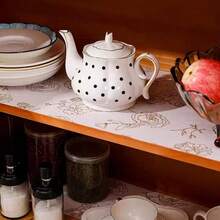 Gold Rose Print Non-Adhesive Drawer Liner: Made Of EVA Material, Removable Kitchen Cabinet Drawer Mat, Spring Summer Picks, Brides Maid Gifts, Room, Bedroom Decor, Bedroom Decor, Beach, Travel, For Men, For Women, Vacation - Clear - View 5