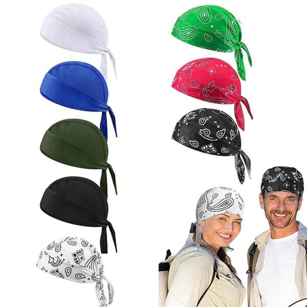 Paquete de 8 gorras Do-Rag de secado rápido para hombre, transpirables, con forro para casco, bandanas de ciclismo, ideales para correr, ciclismo, deportes al aire libre y uso diario.