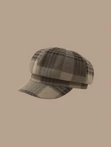 1pc Women's Autumn Beret Hat, Plaid Cloud Pattern, Casual Elegant Street Style Fashion, Versatile For Outdoor, Gathering, Cycling, Travel, Party, Daily Wear, Suitable For Autumn - MM2273 - View 9