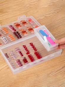 Klimonla Press-On Nails Storage Box, Nail Art Style Collection Box, Display Box, Transparent Frosted Sample, Color Card, Photo Frame Tool Mini Nail Art Tool Storage Box,Only The Boxes Are Sold, Excluding The Items Inside. - Clear - View 8