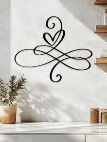 1 pièce Décoration murale minimaliste en métal en forme de cœur pour chambre à coucher, salon, mur de galerie, cadeau d'amour, décoration de maison, décoration de chambre, décoration murale, cadeau pour anniversaire, remise des diplômes, Saint-Valentin, mariage - Noir - Voir 9