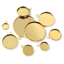 10pcs 8-30mm Inner Size Single Loop Stainless Steel Gold Color Pendant Cabochons Blank Base Tray DIY Jewelry Making Accessories Findings - Single Hanging - View 4