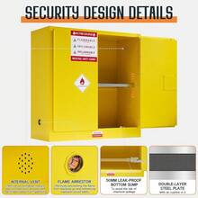 100 Gal Flammable Safety Cabinet, 70x43x34 Inch Cold-Rolled Steel Design With Adjustable Shelves, OSHA & CE Certified Storage Solution For Industrial, Commercial, Laboratory And Institutional Use, Yellow - 44x43x18in - View 5