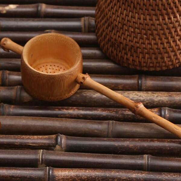 Infuser Brewing Vintage Teahouse Home Office Colander Hand Made Tools Artware Long Handle Anti-Mildew Tea Strainer Bamboo Filter