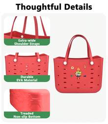 Multi-Size Rubber Women's Beach Bag, EVA Waterproof And Durable Shoulder Tote Bag, Fashionable And Casual, A Lightweight Handbag And Shopping Bag With Multiple Colors Available, Suitable For Beach, Swimming Pool, Vacation Travel - Large/Medium/Small - 彩色 - 查看 5