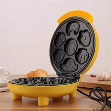 Máquina para hacer pasteles con diseño de placa flotante para hornear con calefacción de doble cara, linda máquina para hacer gofres completamente automática portátil con control de temperatura automático de color amarillo de dibujos animados, adecuada para la cocina, para preparar comida deliciosa para niños. - Amarillo - Ver 1
