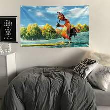 Gà Joe lướt sóng vui nhộn Meme hoạt hình trừu tượng nghệ thuật thiết kế thảm treo tường màu cờ cho phòng ngủ phòng khách ký túc xá trang trí tiệc Halloween, hang động dành cho nam giới, biểu ngữ thảm nghệ thuật quà tặng - Nhiều màu - Xem 4