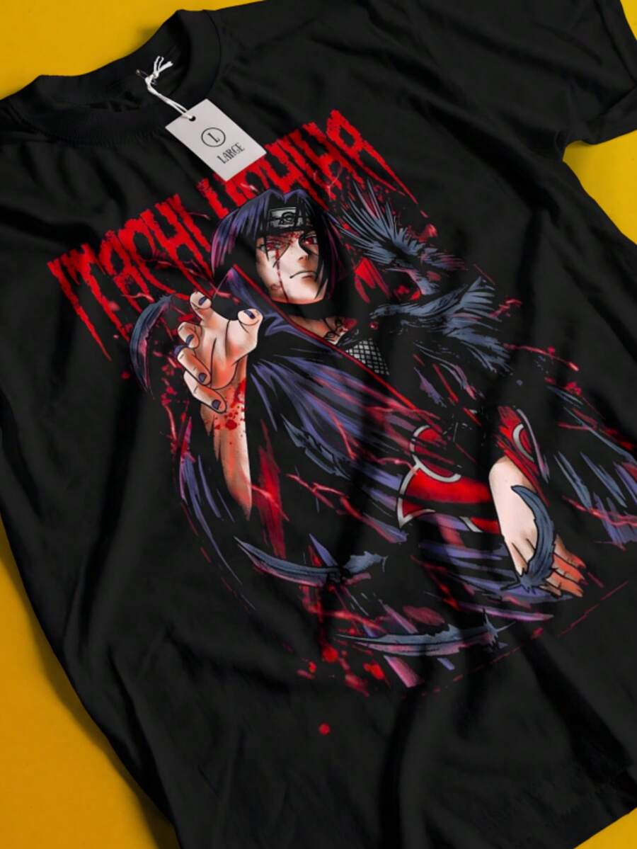 Itachi Uchiha T-Shirt Tshirt Jiraya Shirt Madara Kakashi Hinata Anime Tee (2) - màu đen - Xem 1