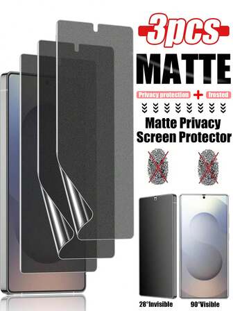 3 piezas Protector de pantalla de hidrogel, Protector de pantalla mate anti-espía de TPU, Anti-arañazos, Anti-desprendimiento, Protección de privacidad anti-espía, Absorción de impactos, Compatible con Samsung Galaxy S21/S22/S23/S24 Ultra/A14/A15/A25/A34/A35/A54/S23 Fe/A55/A06/A36/A56/A26/Galaxy S25 Ultra y otros modelos Accesorios esenciales para la protección de pantalla, Aplicable a protección diaria, oficina, privacidad en el hogar Protector de pantalla de teléfono Accesorios de teléfono Resistente al agua, a los golpes, a las caídas y a los arañazos
