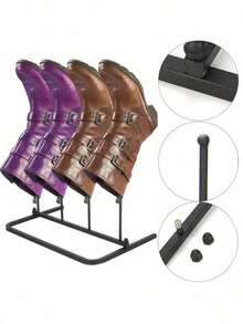 Boot Rack Holds 2 Pairs Wellies Iron Walking Shoes Stand Boot Trees Storage Holder Indoor And Outdoor Shoe Racks For Wellington Walking Riding Boots - Default - View 6