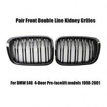 Pair Double-Line Glossy Black Style Car Front Kidney Grille Slat Style Grill For BMW E46 4 Doors 1998 1999 2000 2001 Car Styling - Glossy Black - View 7