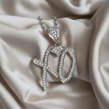 1Pc Unisex Hip Hop XO Letter Necklace - CZ Accented Exaggerated, Women/Men Statement, Daily/Party Wear, Street Style Gift - XO Bạc - Xem 6