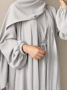 1 套透气、亲肤面料穆斯林三件套服装，适合女性日常穿着、阿巴雅、经典百搭（穆斯林开衫 + 吊带背心 + 腰带） - 彩色 - 查看 15