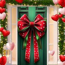 1 pezzo Decorazione per porta natalizia in poliestere con fiocco - Senza elettricità necessaria, grande striscione natalizio per porta, design di confezione regalo invernale natalizia, insegna decorativa natalizia da appendere alla porta per la casa (90cm x 180cm)