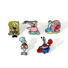 SpongeBob SquarePants 海绵宝宝 1/5 件趣味动漫胸针时尚盖瑞蜗牛珐琅别针金属徽章珠宝服装背包配饰礼物送给朋友 - 均碼 - 查看 12
