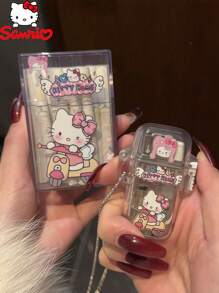 Sanrio 1 Piece Hello Kitty Cartoon Portable Cigarette Case (Without Lighter), Creative And Personalized Storage For 20 Cigarettes, Transparent Plastic Material Flip Design, Cigarette Storage Box, Cute Cartoon Cigarette Case, Transparent Cigarette Case With Friends, Smoking Equipment Storage Box, Innovative Design Flip Cover, Back To School, Party Supplies