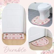 4 Pcs Rose Flowers Coquette Bathroom Rugs Set Coquette Doom Decor Rose Flower Area Rugs Non Slip Absorbent Washable Door Mat Floral Bathroom Carpet For Home Hotel 4 Shapes Pink - 粉色 - 查看 6