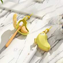 1/2 piezas - Caja para cepillo de dientes con forma de plátano - Funda reutilizable para cepillo de dientes con clip - Caja de almacenamiento de cepillo de dientes de plástico duradero - Funda protectora portátil y linda para cepillo de dientes, adecuada para viajes de negocios y uso doméstico - Adecuada para todos los cabezales de cepillo de dientes estándar - Funda protectora para cepillo de dientes en pareja (el fondo amarillo es verde, el fondo verde es amarillo)