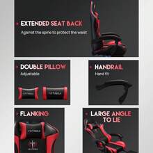 Gaming Chair,With Cushion,Height Adjustable,PU Leather Racing-Style Executive,Reclining Capability,Suitable Office Chair - màu đen - Xem 3