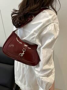 1个Novachic复古简约新月形可调节肩带手提包，适合约会、外出、派对等场合。 - 紅色 - 查看 2