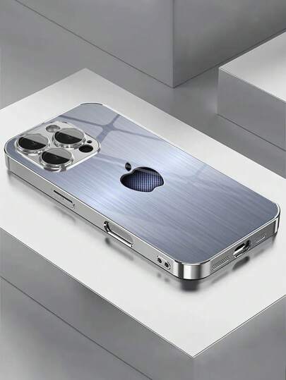 1个苹果设计奢华玻璃背板电镀金非金属手机壳，兼容 16/15/14/13/12/11 Pro Max、16e，Galaxy A52/A53/A54/A55/A56、S21/S22/S23/S24/S25 Plus、Ultra，男女皆宜的理想生日/圣诞礼物