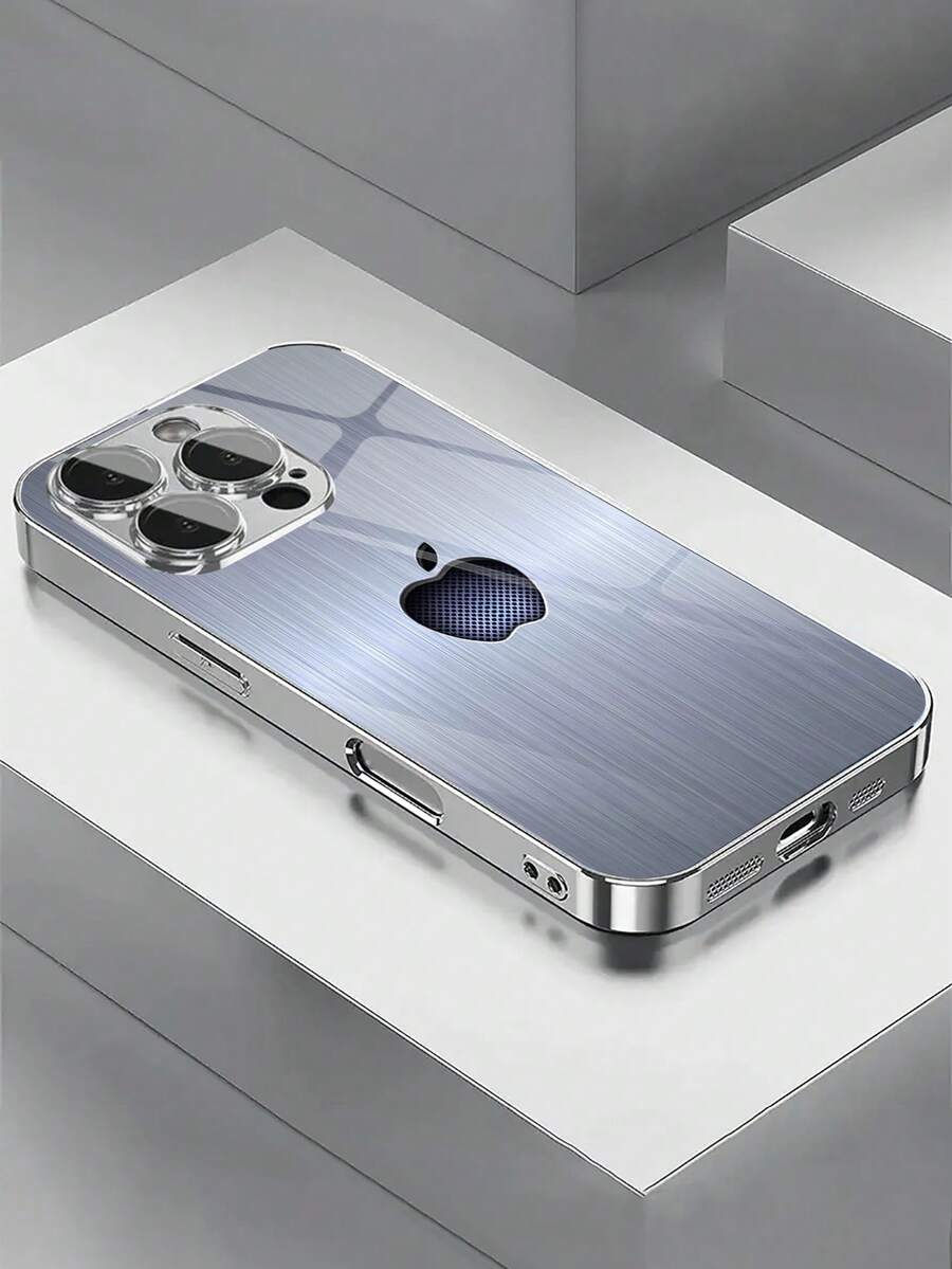 1个苹果设计奢华玻璃背板电镀金非金属手机壳，兼容 16/15/14/13/12/11 Pro Max、16e，Galaxy A52/A53/A54/A55/A56、S21/S22/S23/S24/S25 Plus、Ultra，男女皆宜的理想生日/圣诞礼物