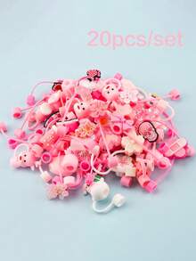 20个/套 10毫米/0.4英寸硅胶吸管套，适用于30/40盎司带把手的保温杯 | 粉色吸管套和硅胶靴，适用于40盎司/30盎司/20盎司保温杯 | 保温杯保护套套装 | 淡粉色保温杯装饰 - 彩色 - 查看 1